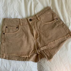 Brown Acid Wash Jean Shorts